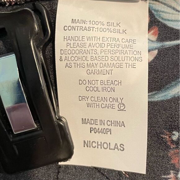 NICHOLAS Black Floral Silk Pants Size 2 - Picture 7 of 8